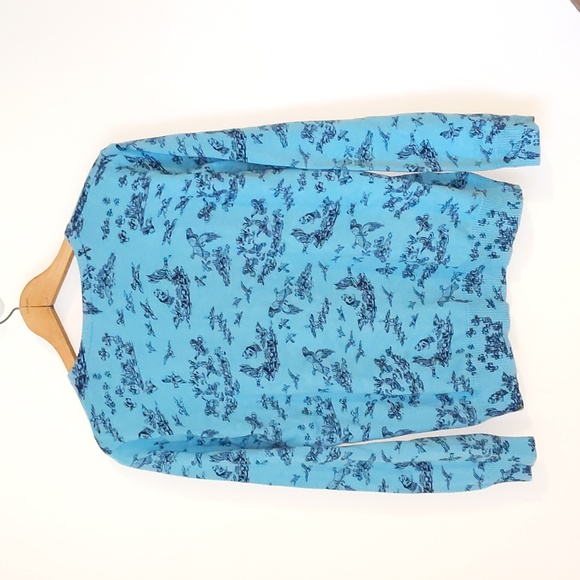 LLBean Women's Size XL Reg 100% Cotton Duck Print Button Front Cardigan Sweater - Picture 6 of 11